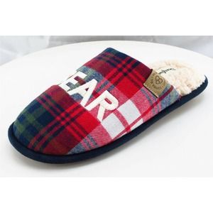 Dearfoams‎ Sz 5-6 M Red Mule Leather Women Slippers Mama Bear